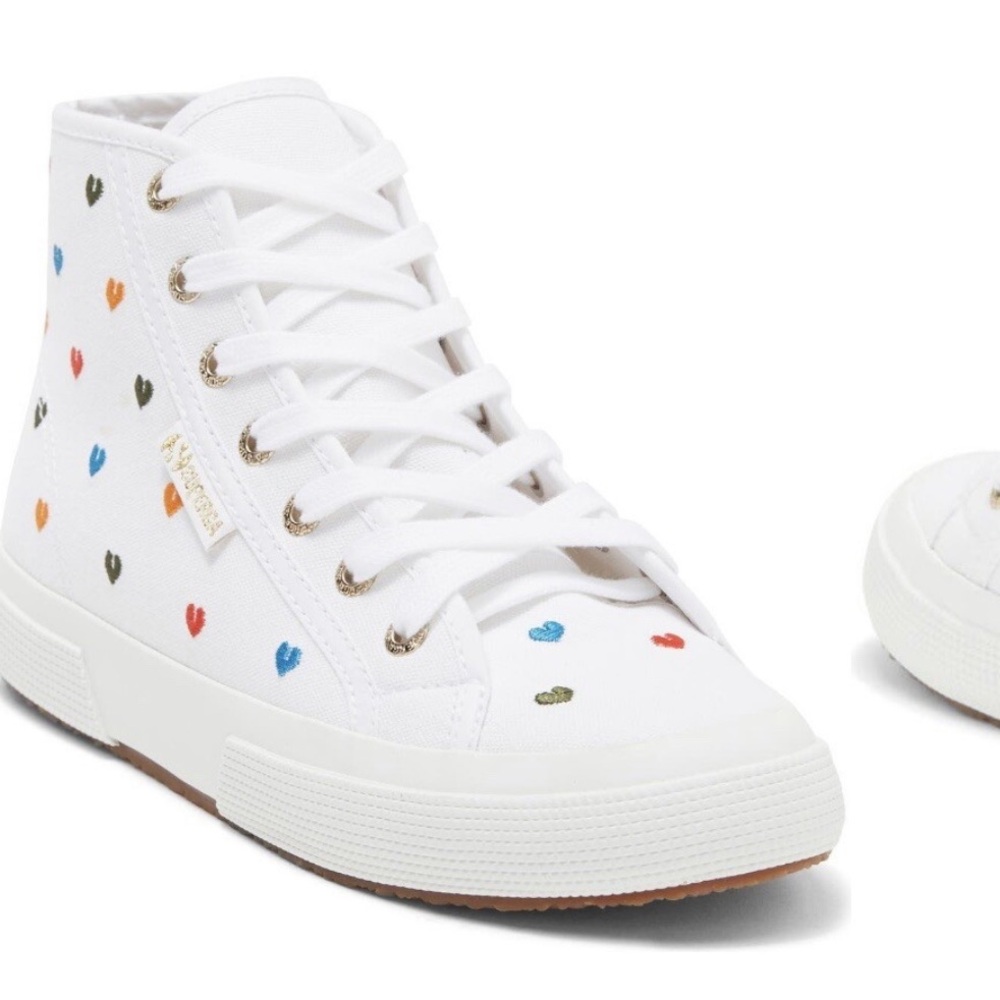 Superga 2795 little hearts embroidery high top converse sneakers 41 - Picture 1 of 11